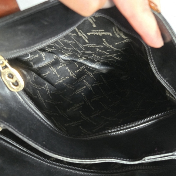 Marino Orlandi italien leather shoulder tote bag purse black and brown - Picture 13 of 16